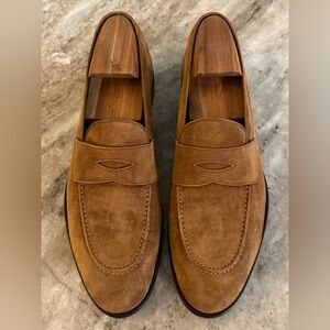 TOM FORD SUEDE PENNY LOAFER SLPIPPER DRESS SHOES 9.5 TAN BEIGE LIGHT BROWN $1300